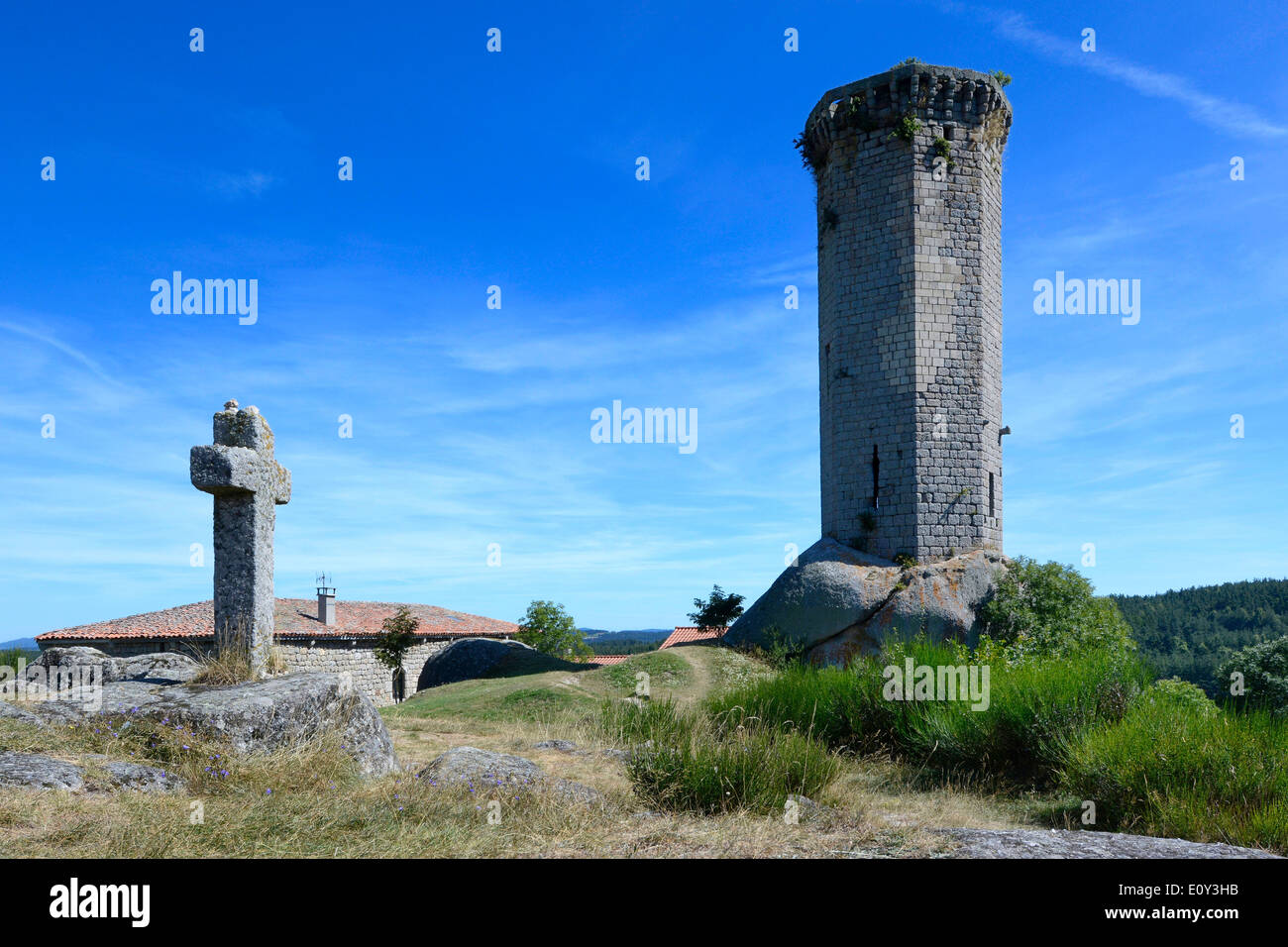 Tour de la Clauze tower, Saugues, Haute-Loire, Auvergne, France, Europe Stock Photo