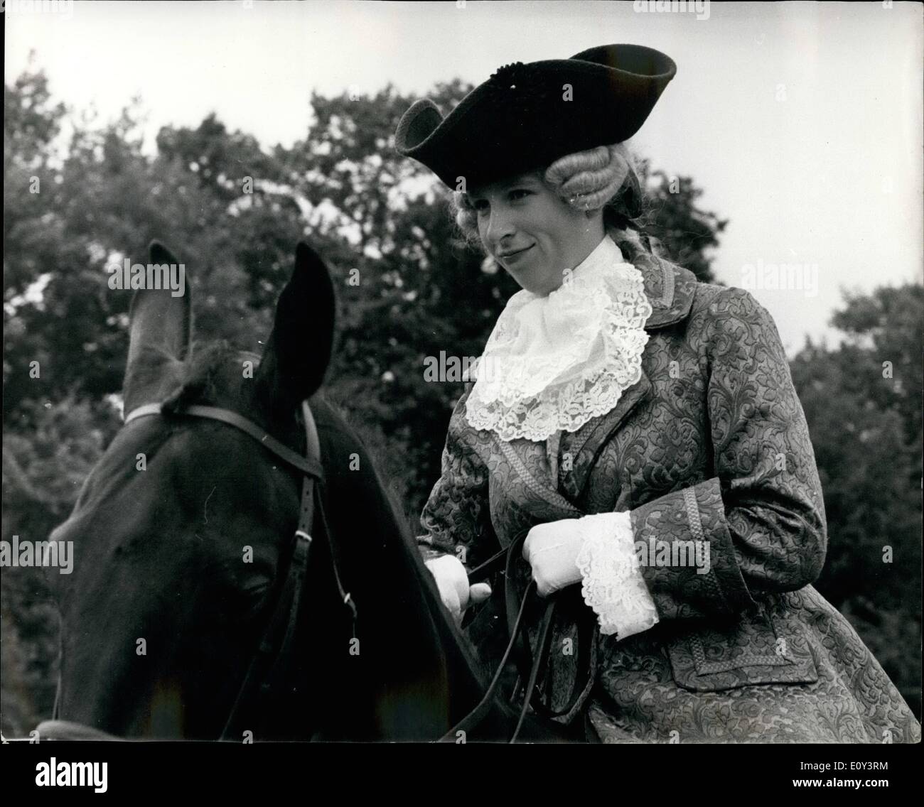 Jul. 07, 1968 - princess Anne takes part in the competition day at Benadene: photo shows princess Anne in period costume takes part in ''The Quadrille'' at Benadene in the Mort-house ridding school. Stock Photo