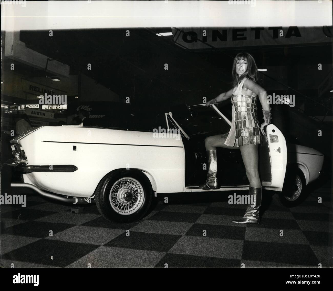 Oct. 10, 1968 - Preview Of The Motor Show: Photo Shows Pictured at the Preview of the Motor Show, which opens at Earl's Court tomorrow, is the highest performance saloon car ever produced by Rootes - the Sunbeam Rapier H120. Stock Photo