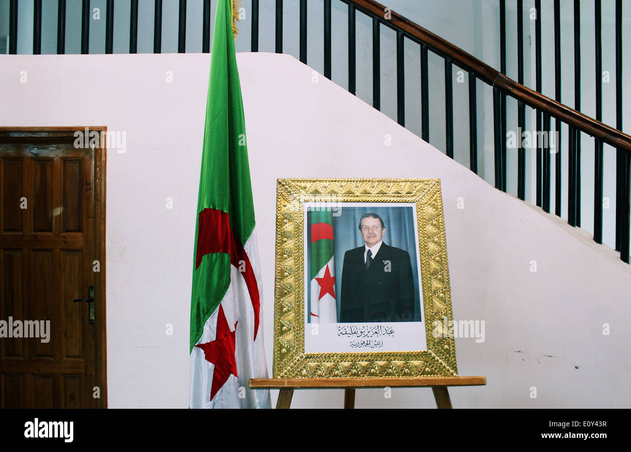 Portrait of the Algerian President in M'sila, Algeria. Stock Photo