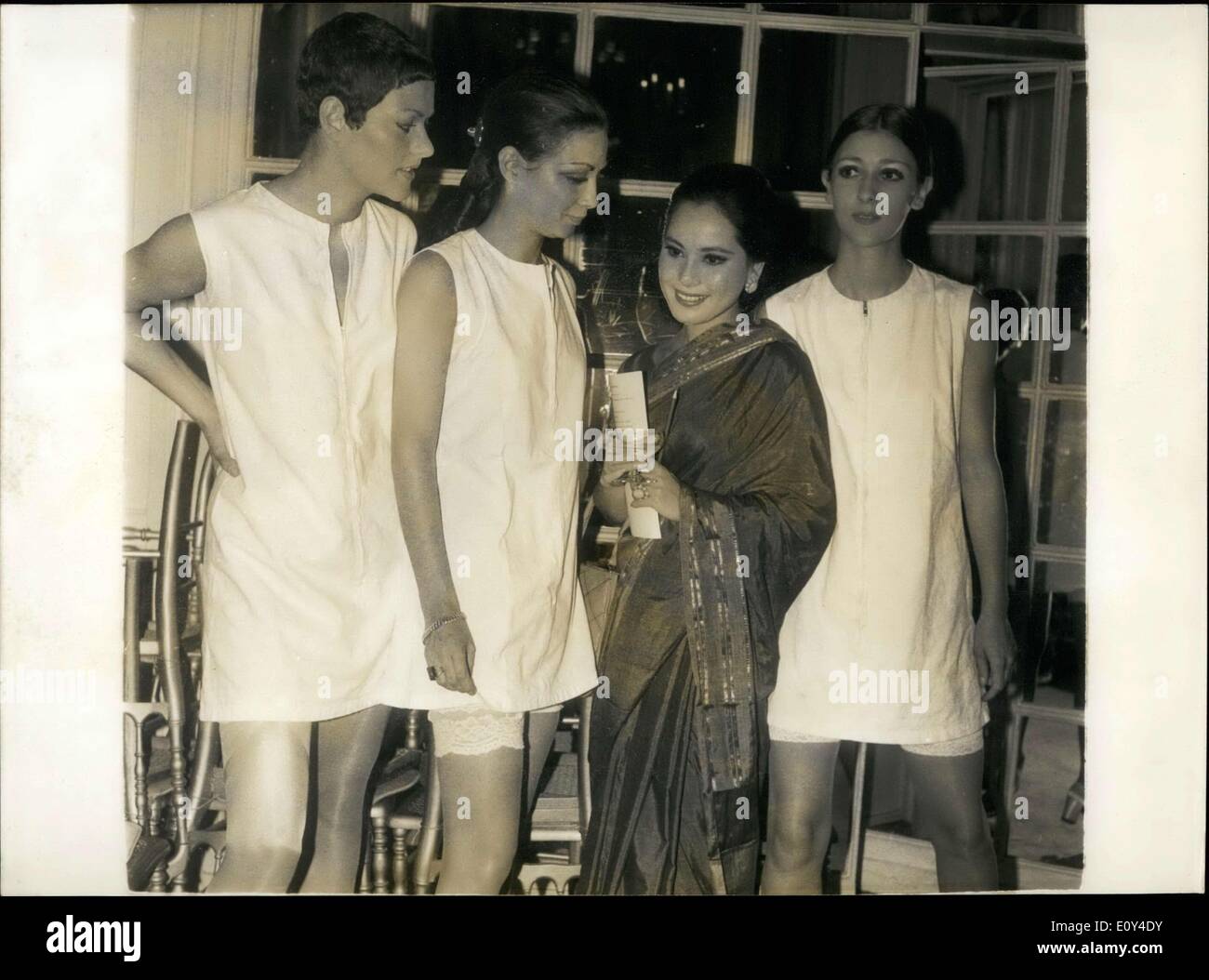 Jul. 25, 1968 - Mrs. Soekarno with Christian Dior's Models at House of Dior Stock Photo