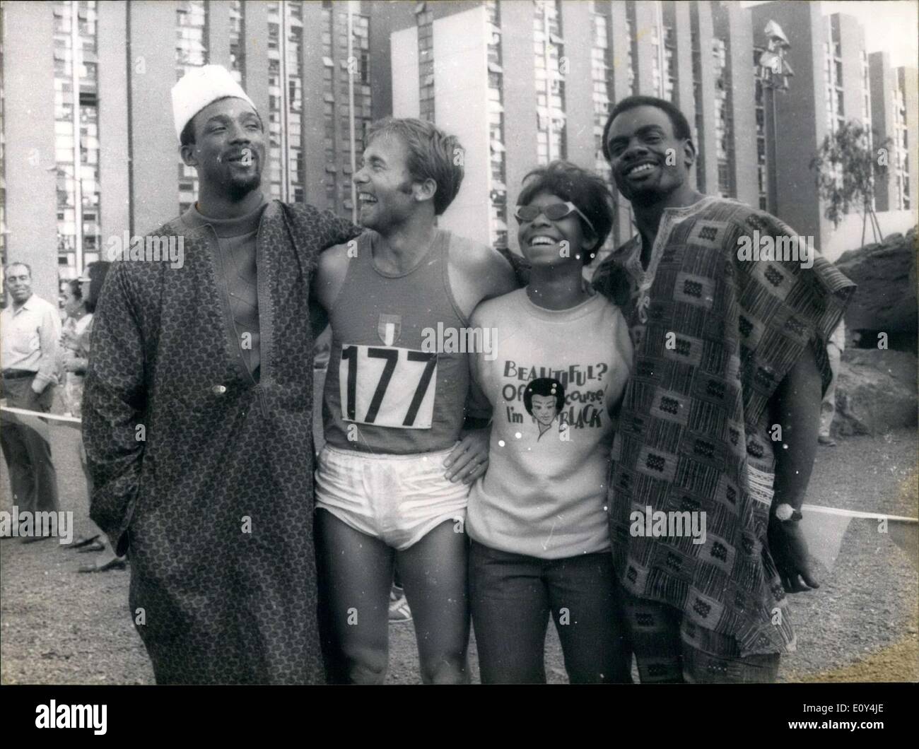 Oct. 12, 1968 - From Left to Right: American Carlos, Italian Otto, American Julia Dyer and Leon Coleman Stock Photo
