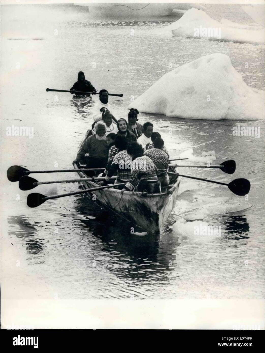Aug. 08, 1968 Queen Ingrid Sails in a ''Umiak'' During the Royal