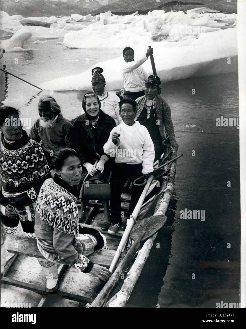 Aug. 08, 1968 Queen Ingrid Sails in a ''Umiak'' During the Royal
