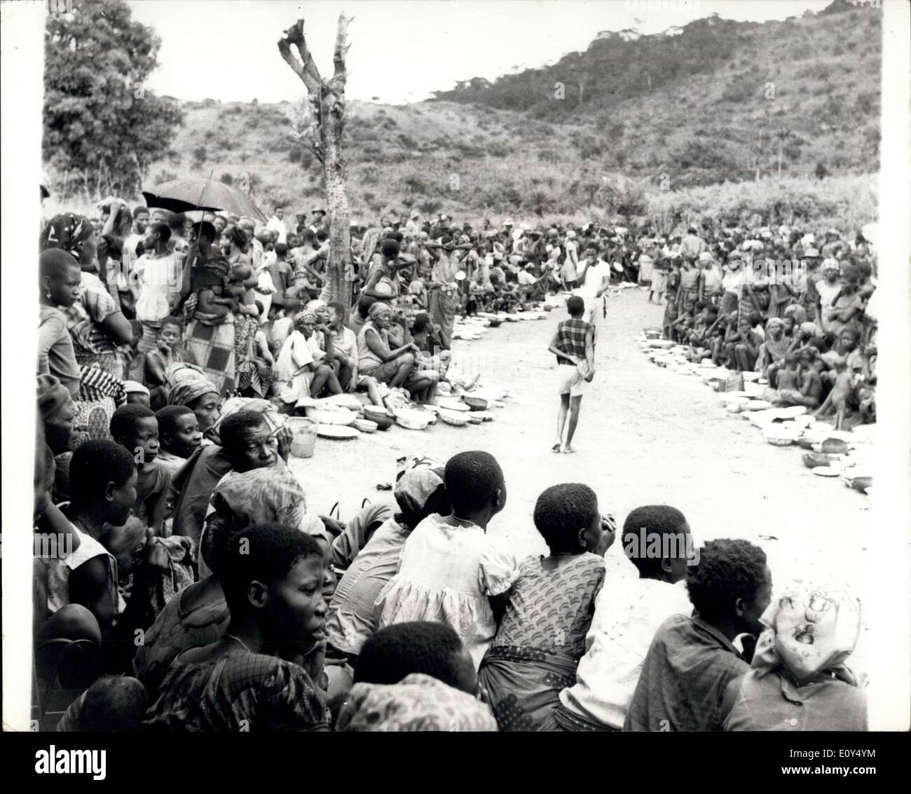 Oct. 31, 1968 - Refugee Camp In Biafra. Photo shows General view showing crowds of refugees at a refugee camp in Awgu. Stock Photo