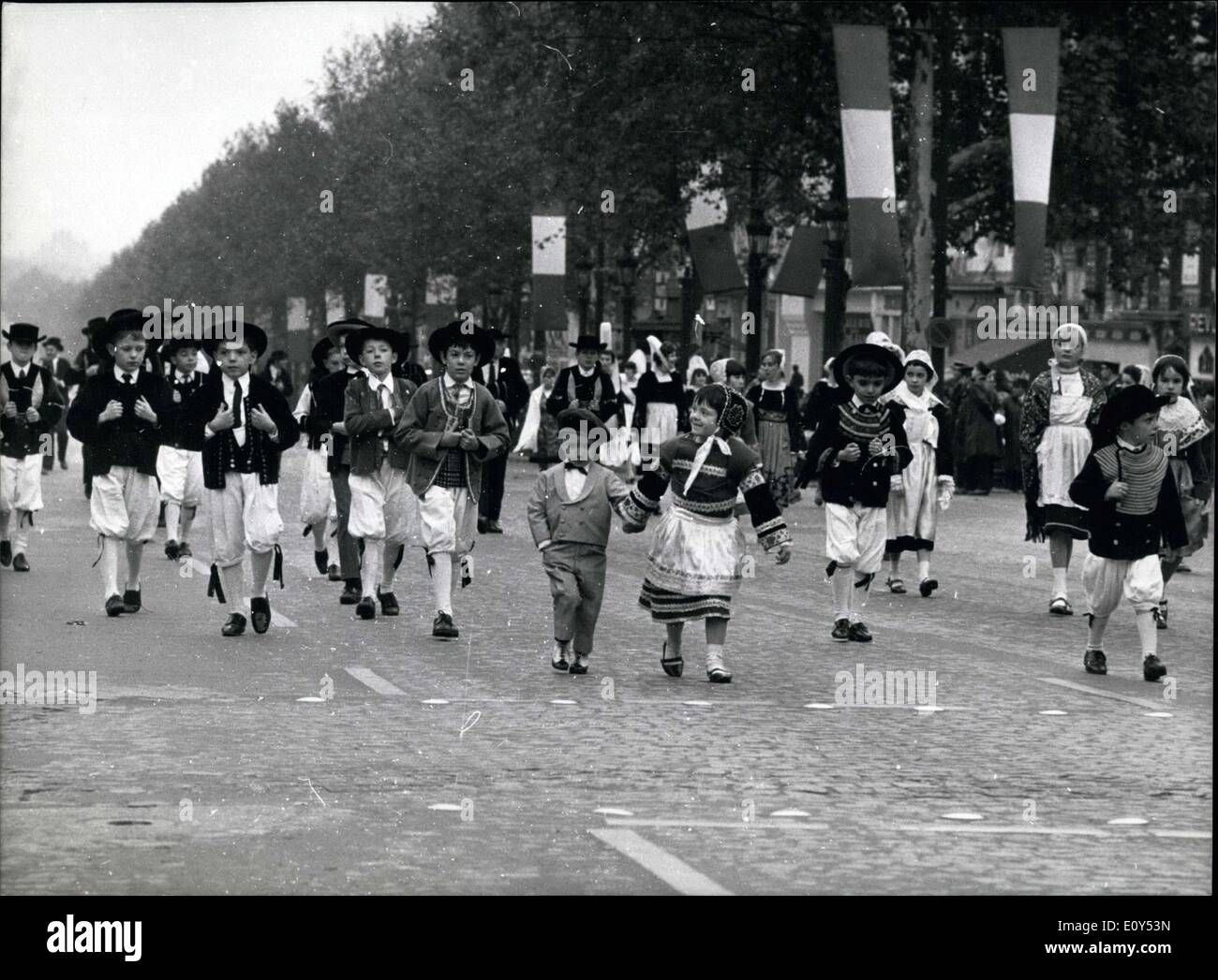 Nov. 10, 1968 - In memory of the 50th anniversary of the 1918 armistice, lots of demonstrations were held throughout Paris. Minister of Veterans, Mr. Duvillard, presided over a parade of the 28 French provinces on the Champs Elysees. Stock Photo