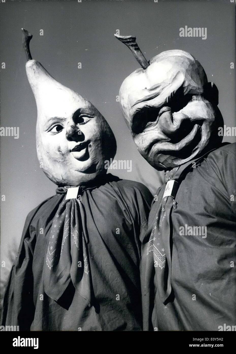 Feb. 05, 1969 - These interesting dummies, whose heads are wooden and in the shape of vegetables and fruits, were ated for th Stock Photo