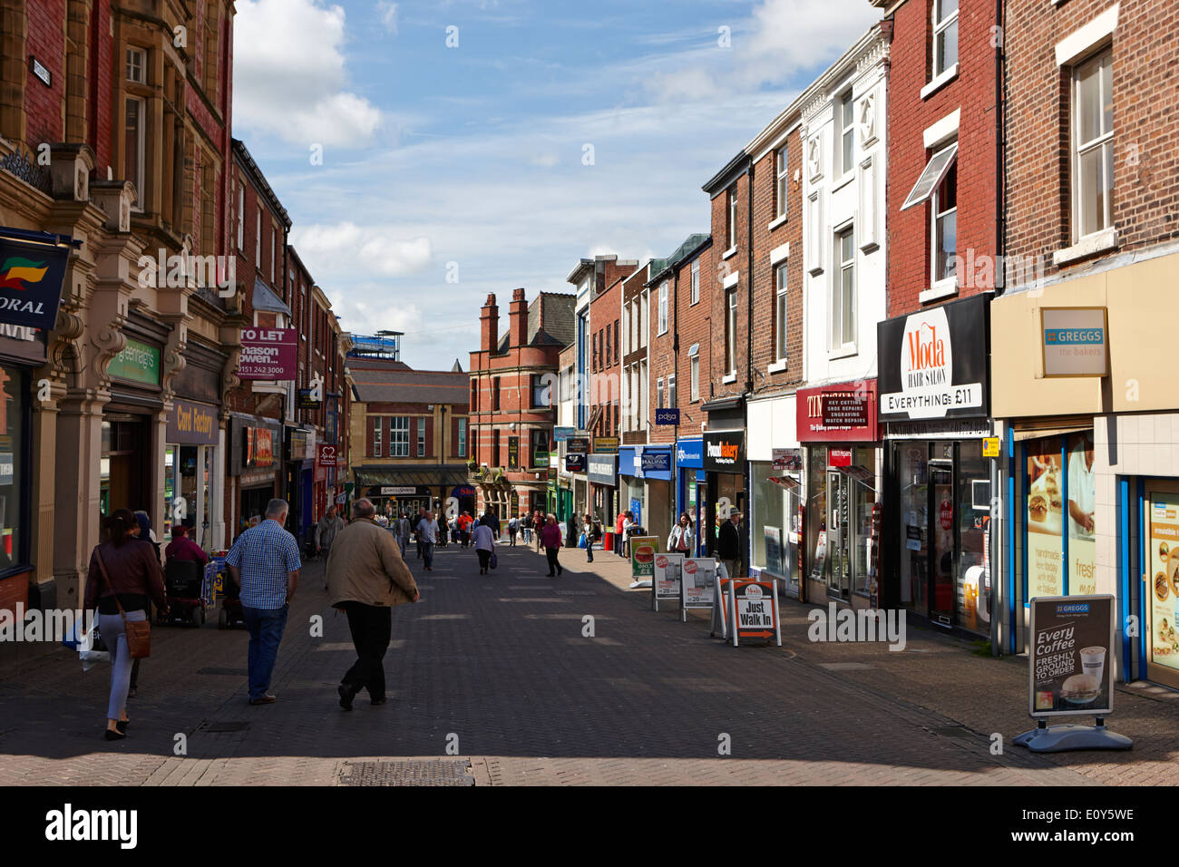orchard street in the pedestrian shopping area of Preston city centre