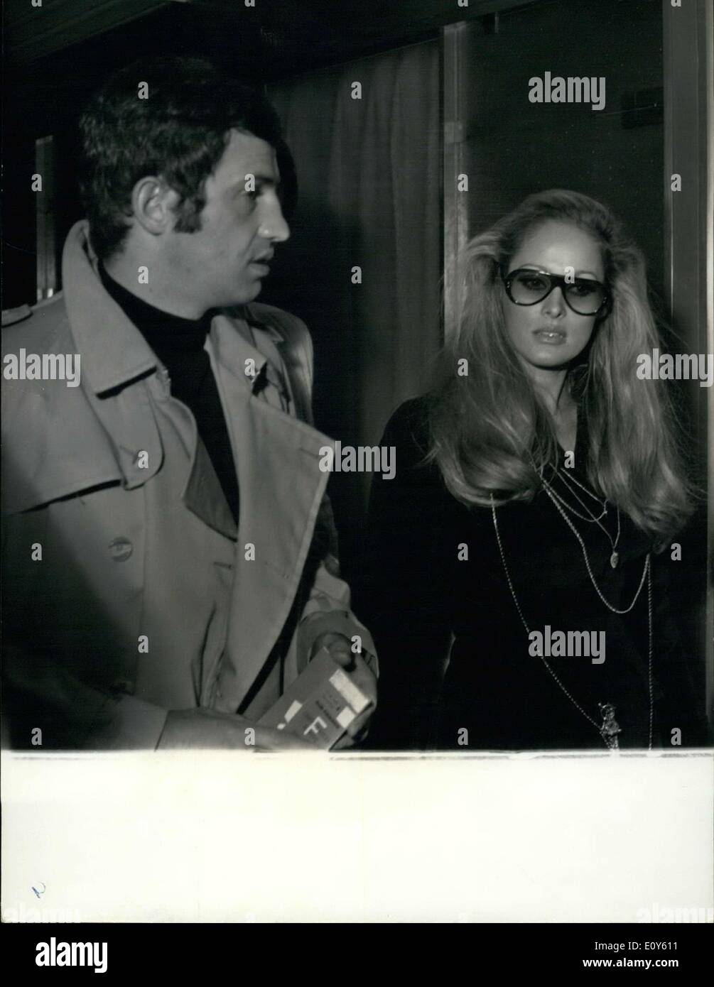 Nov. 29, 1968 - Jean Paul Belmondo and Ursula Andress at Orly Airport Stock Photo