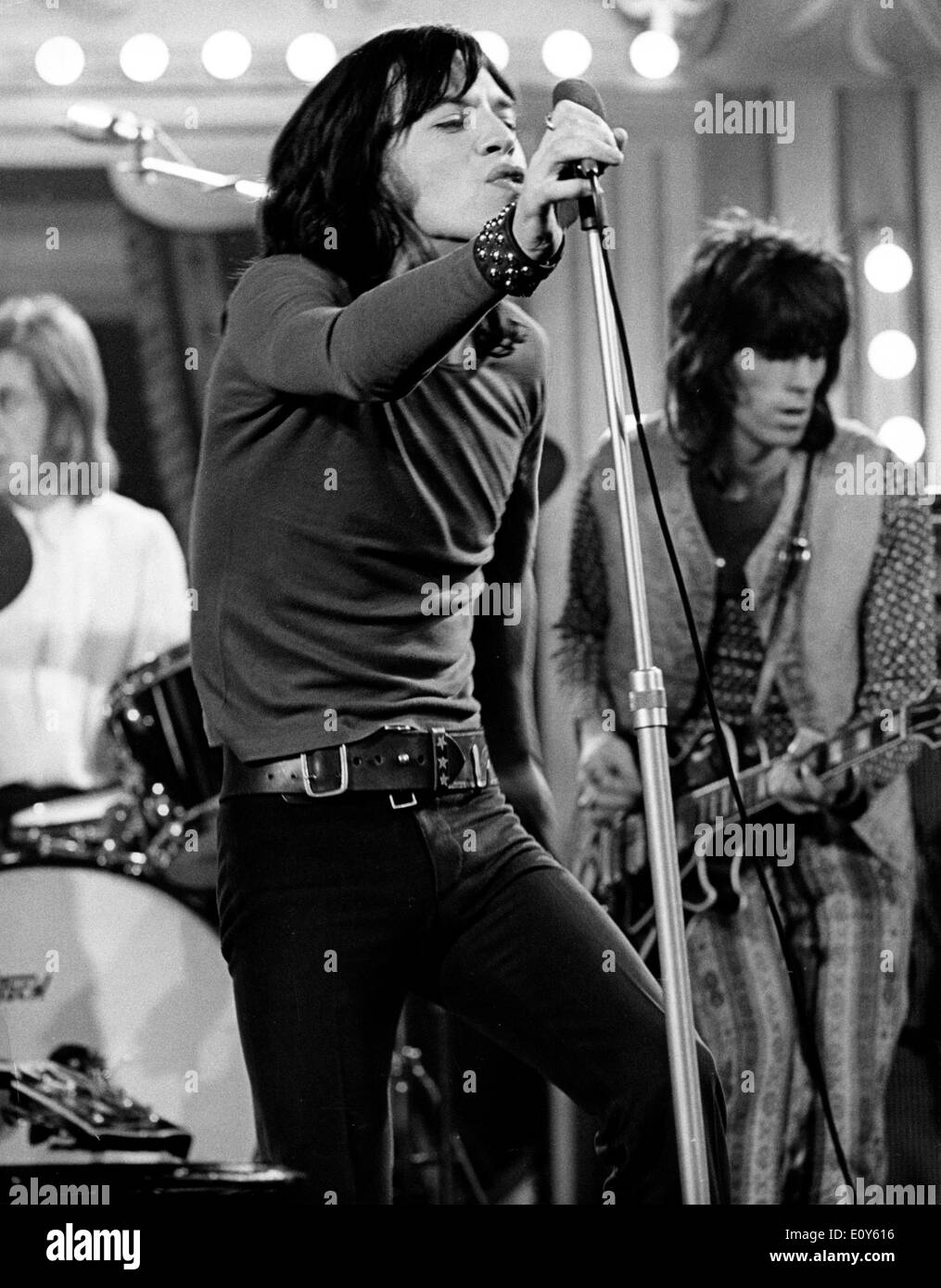 Singer Mick Jagger filming 'Rock 'n' Roll Circus' Stock Photo