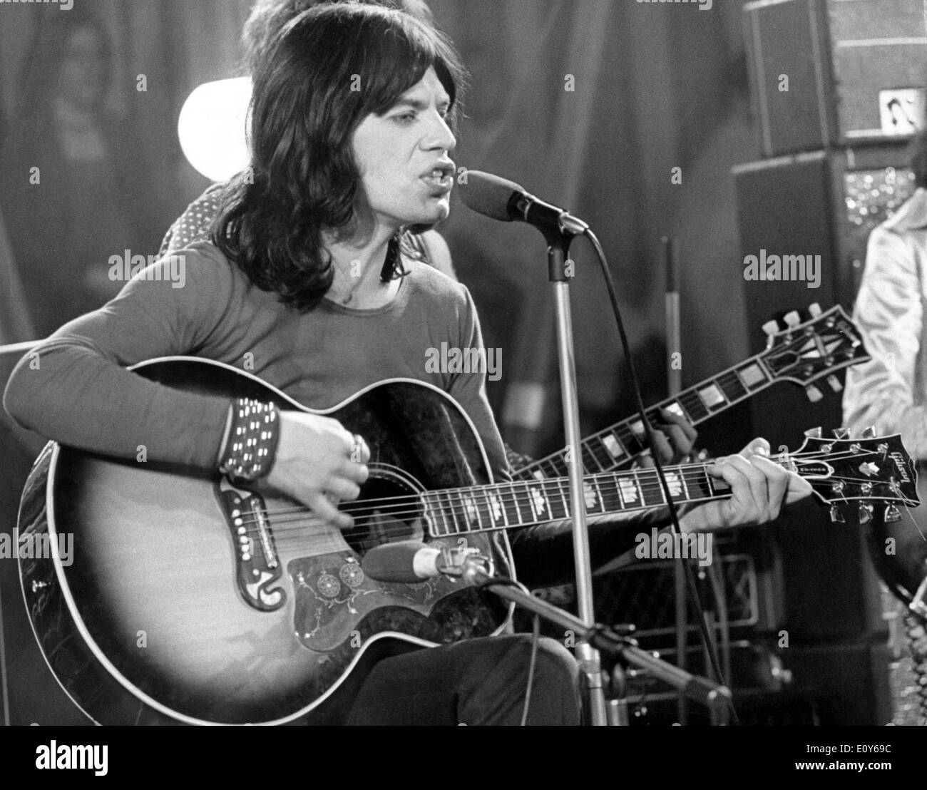 Singer Mick Jagger films 'Rock and Roll Circus' Stock Photo