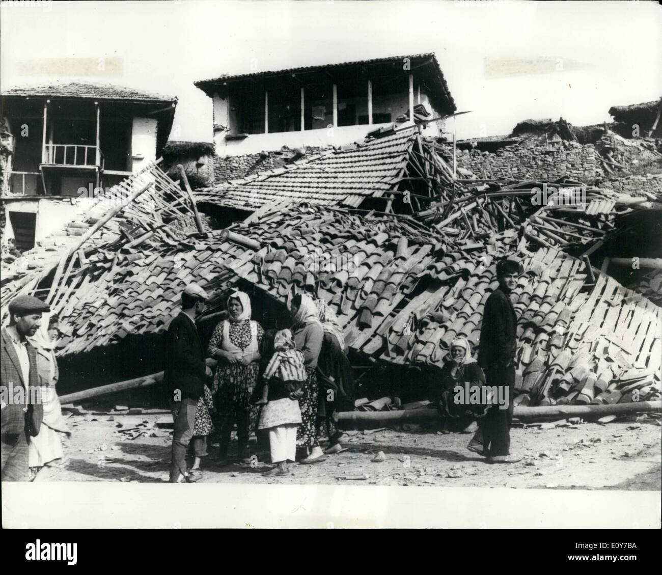 Mar. 31, 1969 - March 31st, 1969 53 die in Turkish earthquake. 53 people were reported dead and more than 300 injured in an earthquake which hit Western Anatolia, Turkey, on Friday. The Turkish Interior Ministry said that the centre of the earthquake was Alasehir, about 100 kilometers from Manisa. Photo shows: The scene showing devastated housed in a village near Alasehir. Stock Photo