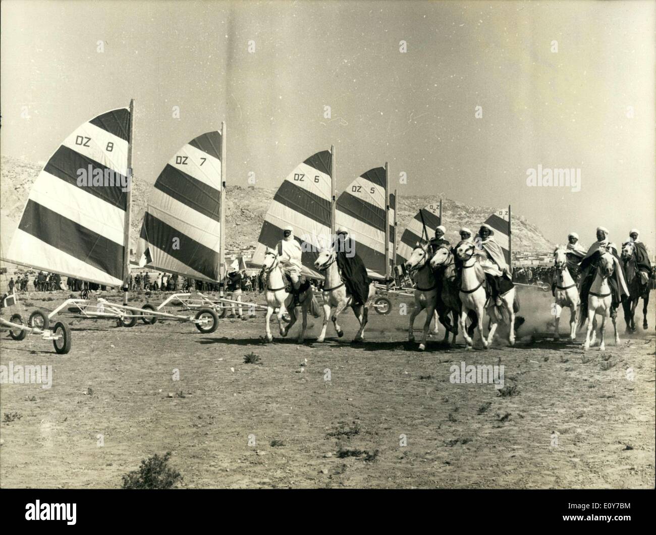 Apr. 01, 1969 - Sand yachting races in the Sahara desert in Algeria Stock Photo
