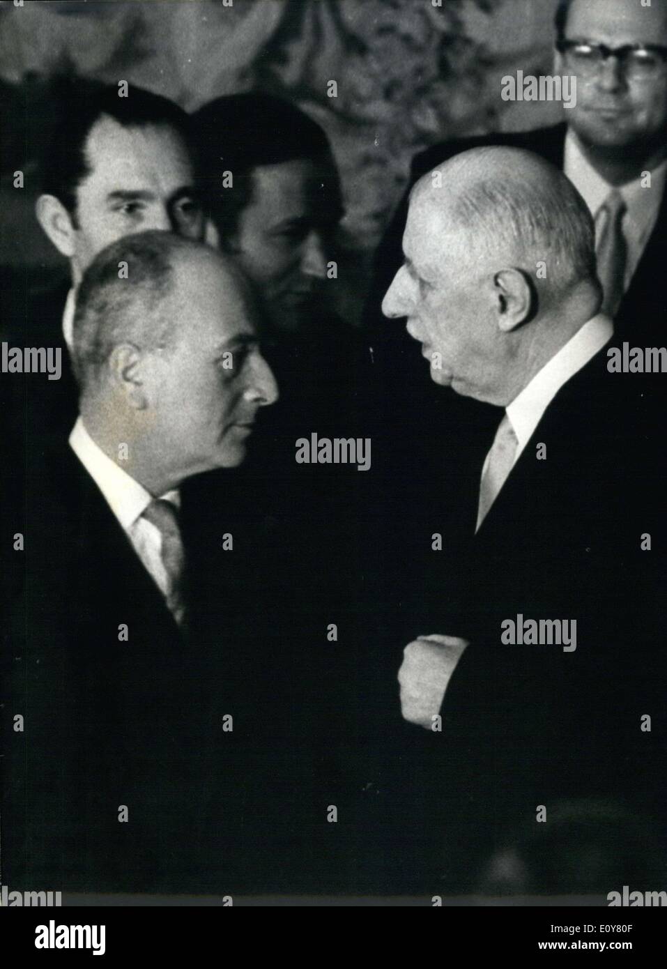 Jan. 02, 1969 - General de Gaulle and Israeli Ambassador Walter Eytan Stock Photo
