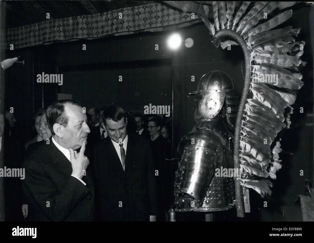 Apr. 25, 1969 - Andre Malraux in front of the Polish Hussar Armor Stock Photo