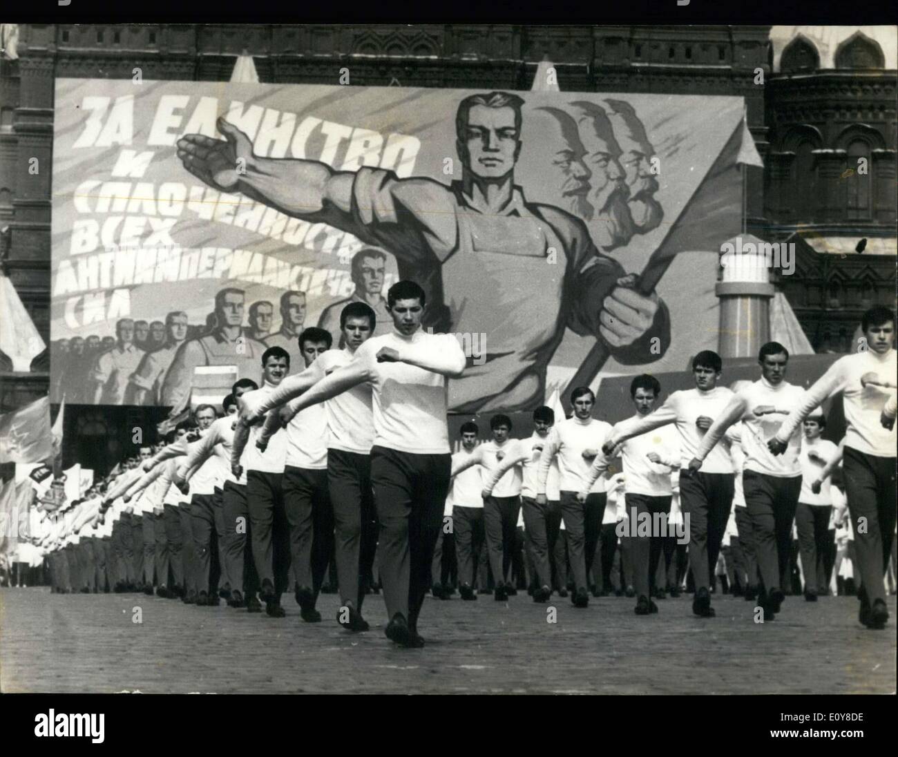May 03, 1969 - Russian Athletes Parading in Moscow's Red Square Stock Photo