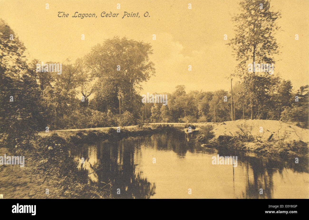 A vintage postcard showcases a lagoon at Cedar Point Parks, Ohio ...