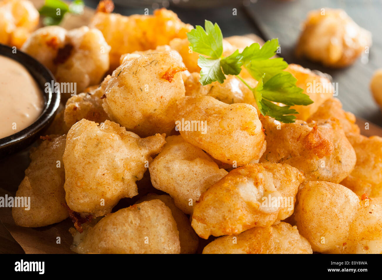 Beer Battered Wisconsin Cheese Curds with Dipping Sauce Stock Photo Alamy