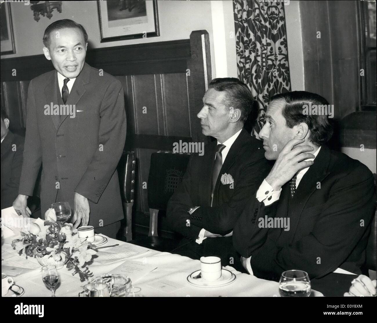 Feb. 02, 1969 - Liberals Quiz South Vietnam MP's: The leader of the Liberal Party Jeremy Thorpe and a number of the fellow Liberals spent their lunch hour today at the House of Commons with members of the South Vietnamese government which they had criticized so often. The lunch had been set up as the result of discussion some months ago between the South Vietnamese Ambassador and Peter Bessel, the Liberal who sits for Bedmin. The Ambassador commented on criticisms which had been leveled at his government by Liberals. Mr Stock Photo