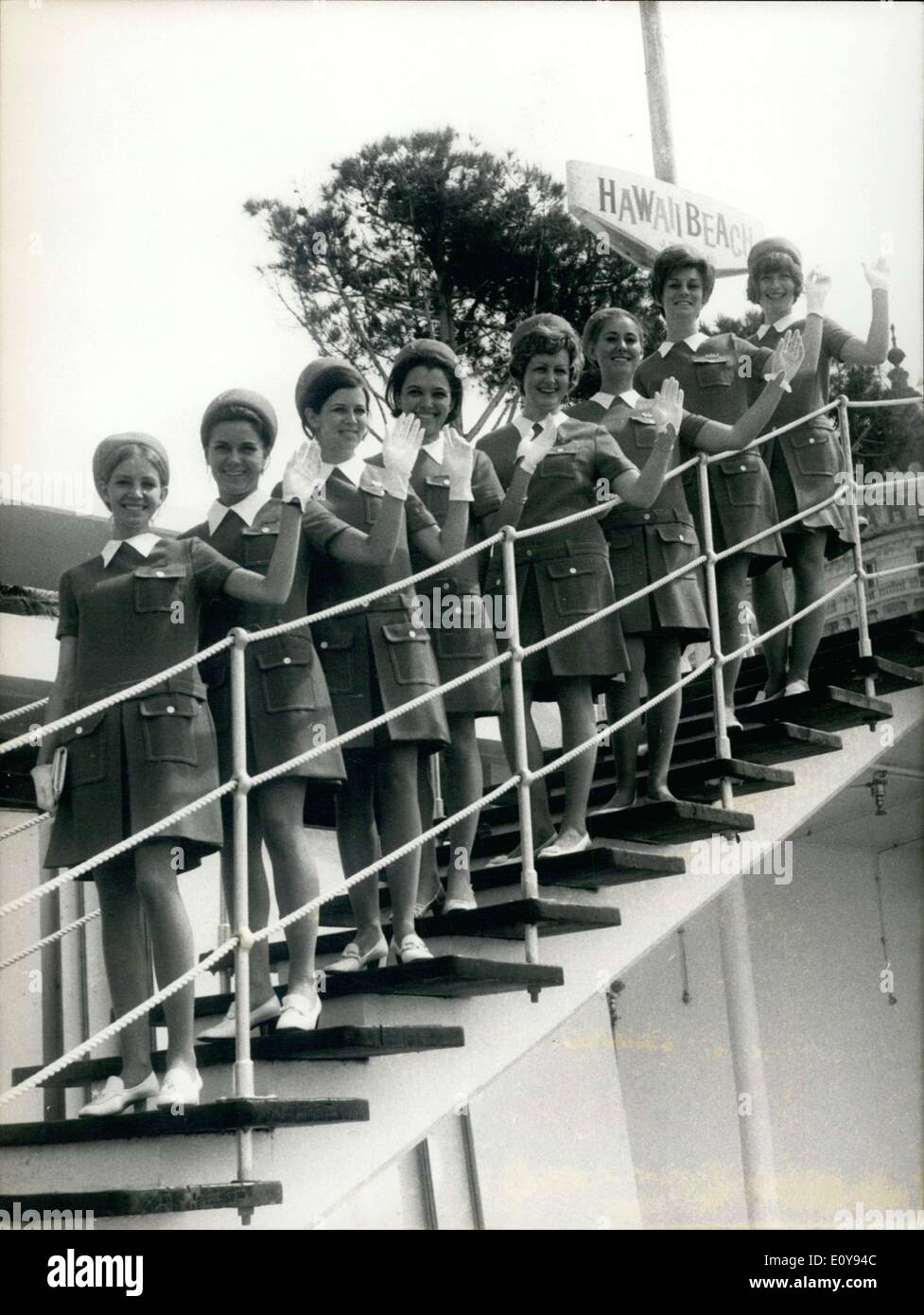 May 06, 1969 - They Will Receive The Guests In Cannes Festival: Photo shows The Hostesses who will receive Guests and personnalities at Cannes Festival, from L. To Right : Tatia Kourbatoff, Suzanne Nanquart, Janick Fabre, Micheline Rivet, Ursula Brichetti, Marie-France Bourdin, Diane Lie and Brigitte Roy. Stock Photo
