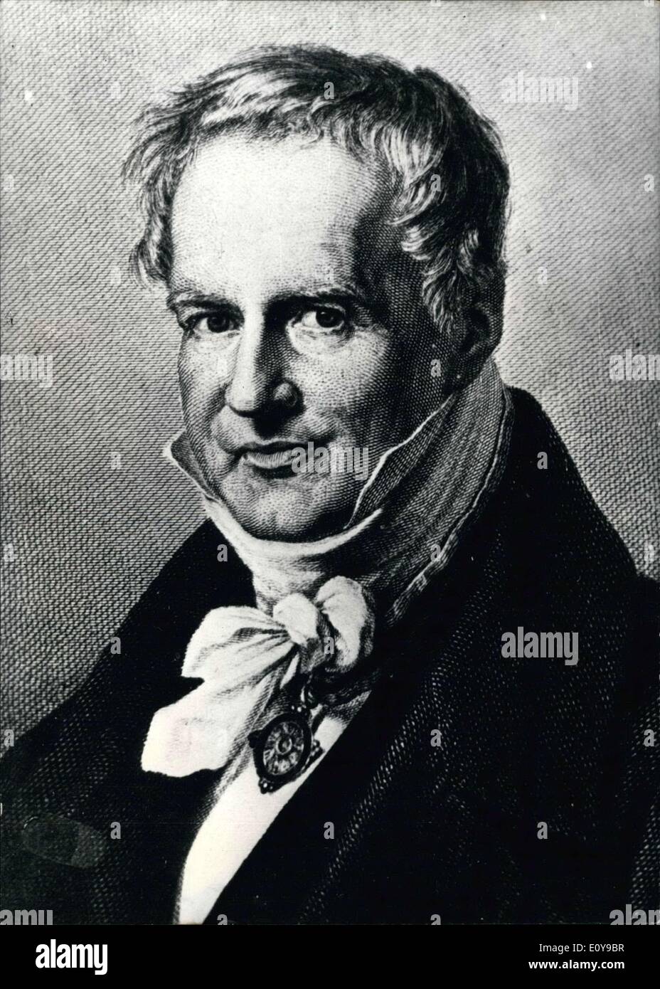 Sep. 04, 1969 - 200th Birthday of Alexander von Humboldt. On September 14, 1769 Alexander Freiherr von Humboldt was born in Berlin. He was one of the greatest nature researchers and founders of physical geography. In 1797 he met the botanist Bonpland in Paris. Between 1799 and 1804, he traveled with Bonpland past the Canary Islands to America and made countless observations on natural science in Venezuela, the Orinoco region, Colombia, Ekuador(ascending the Chimborazo), Mexico, and Cuba and brought those observations back to Europe. In 1829 he undertook an expedition to Central Asia Stock Photo