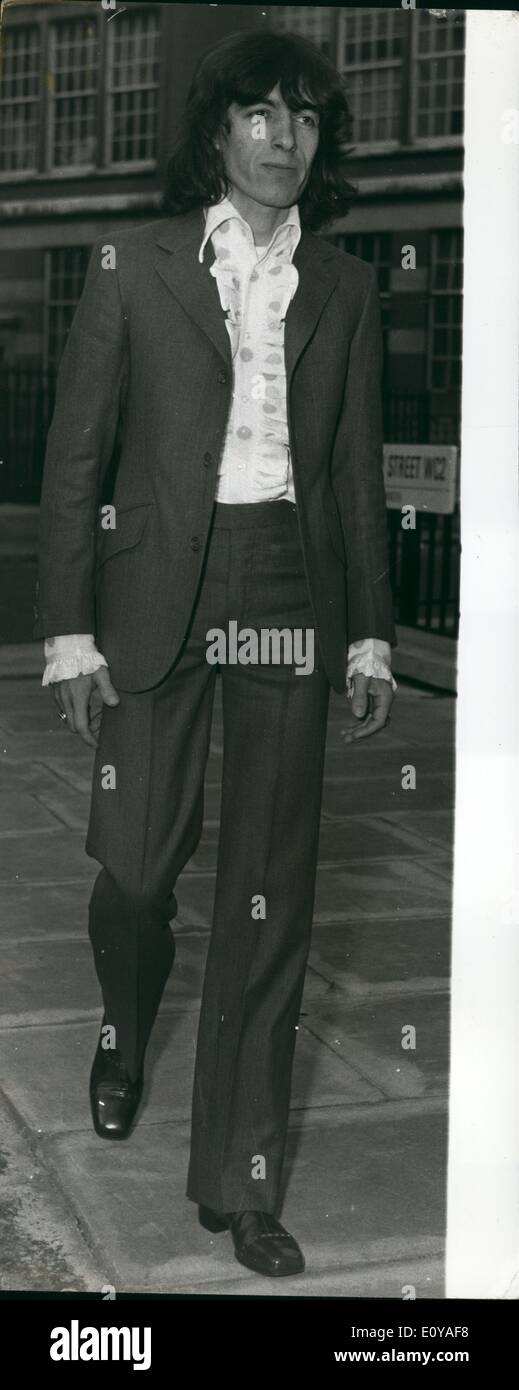 Jul. 07, 1969 - Hearing of Divorce petition by Rolling Stone Bill Wyman: The hearing of a divorce petition by Rolling Stone Bill Wyman against his wife, Diane, took place today. The case is in the undefended list. Photo shows today's picture of Rolling Stone Bill Wyman. Stock Photo