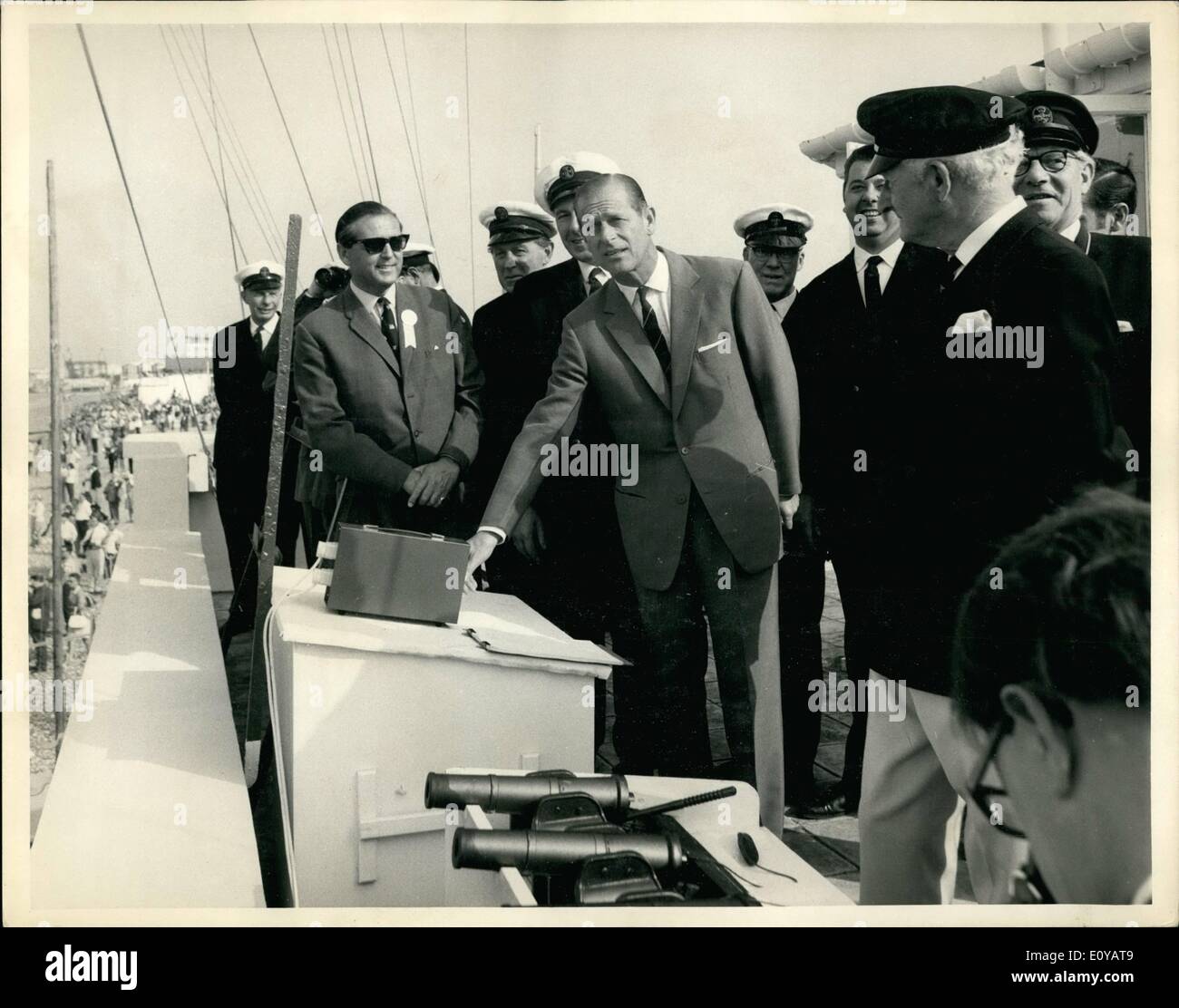 Jul. 07, 1969 - The Duke starts power boat race: HRH the Duke of Edinburgh, this morning (26th July) started the Daily elegraph Stock Photo