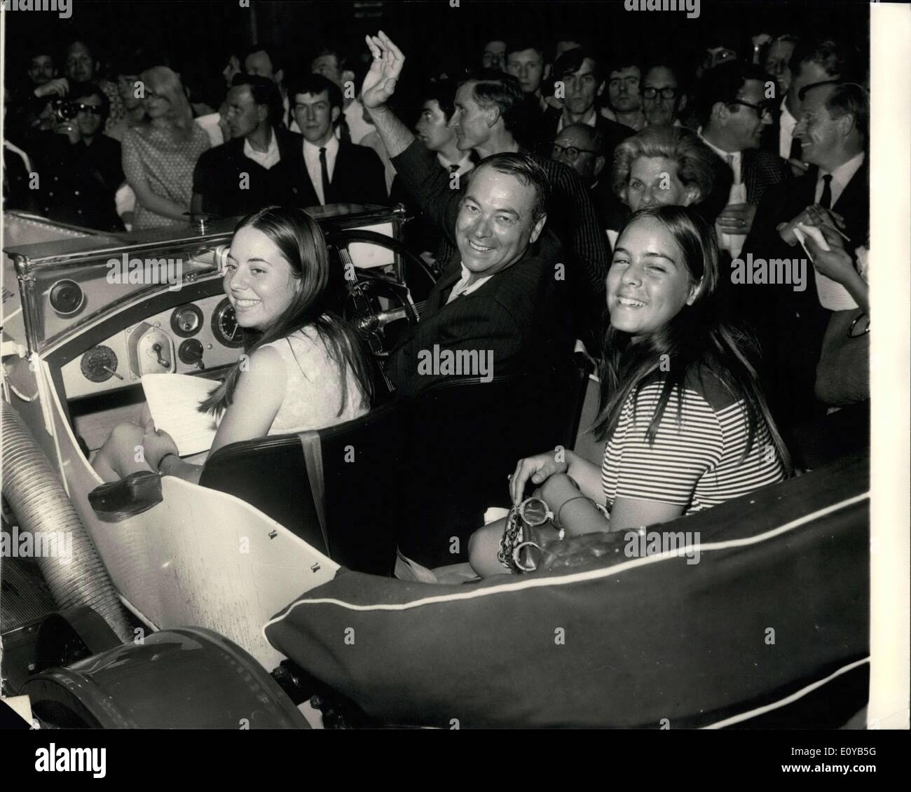 Jul. 19, 1969 - American Gets ''Chitty Chitty Bang Bang 11'' For 16,500 At Vintage Car Auction: During the auctioning of Veteran and Vintage cars that are being auction by the Veteran Car Club of Great Britain, at the Empire Hall Olympia. Mr. Harry Resnick of New York bought the original Chitty Chitty Bang Bang 11 for 16,500. This car was built by Count Zbrewski -it has a 18,882 engine of 230 h.p. which was used in the first world war Airship Stock Photo