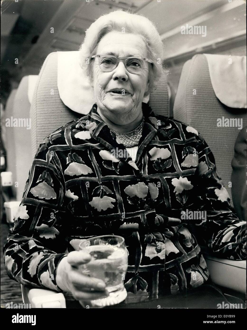 Oct. 10, 1969 - The 'Magical Mystery Tour''... Many well known personalities were guests of Horizon Tours for the past twenty-four hours-9 on the 'Magical Mystery Tour' to mark the company 20th. Anniversary.. They flew to Istanbul from Gatwick . Photo shows Baroness Wootton, the Deputy speaker of the House of Lords. Stock Photo