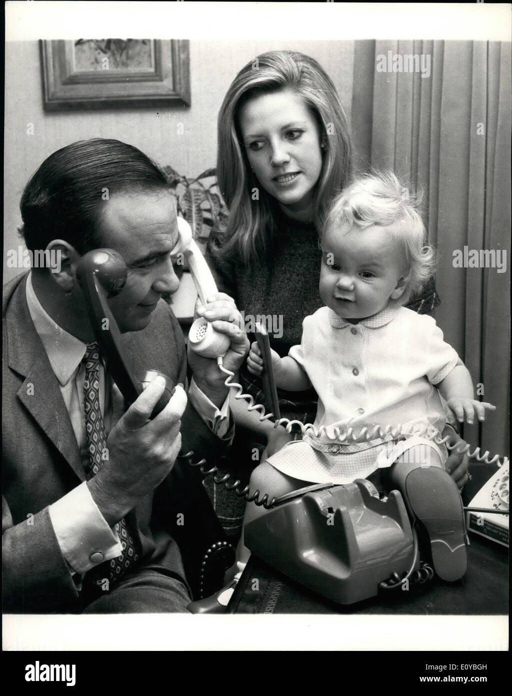 Oct. 10, 1969 - Australian Newspaper Boss Rupert Murdoch at Home with His Family After a ''Frosty'' Night on ITV. Following the Stock Photo