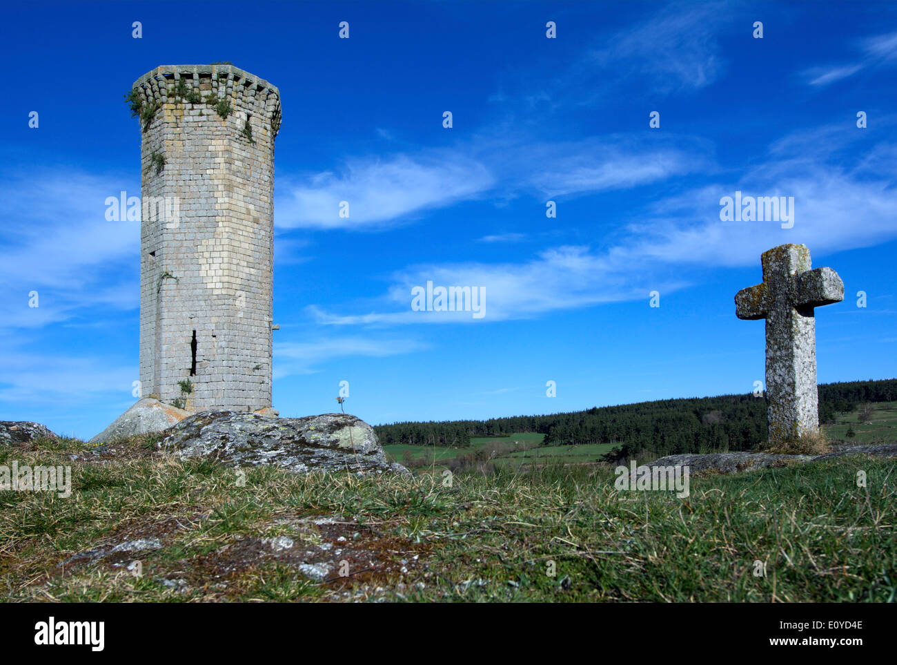 Tour de la Clauze tower, Saugues, Haute-Loire department, Auvergne, France, Europe Stock Photo