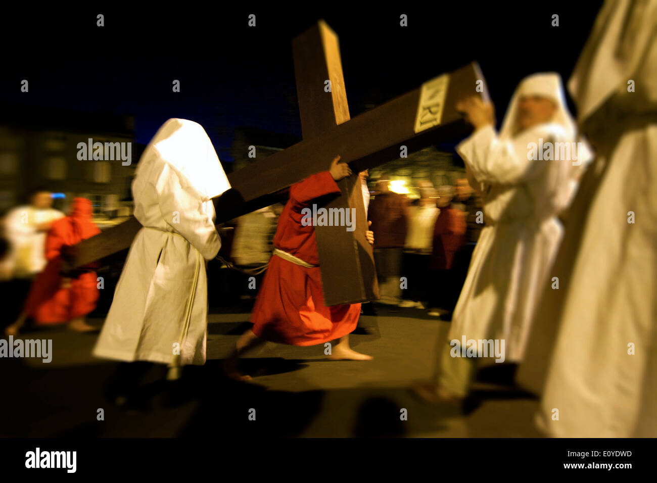 Maundy Thursday festival in Saugues village, Haute-Loire, Auvergne, France Stock Photo