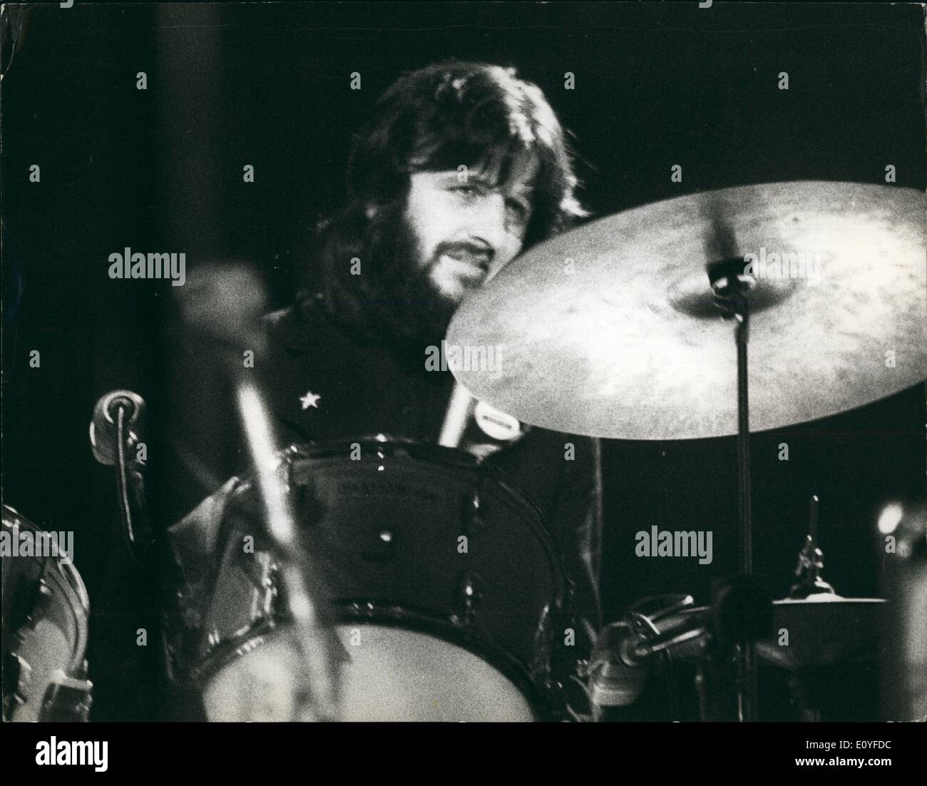 Jan. 1, 1970 - The newest face of Ringo Starr, Beatles Drummer, as seen by the thousands of devoted fans who attended the New York concert. Stock Photo