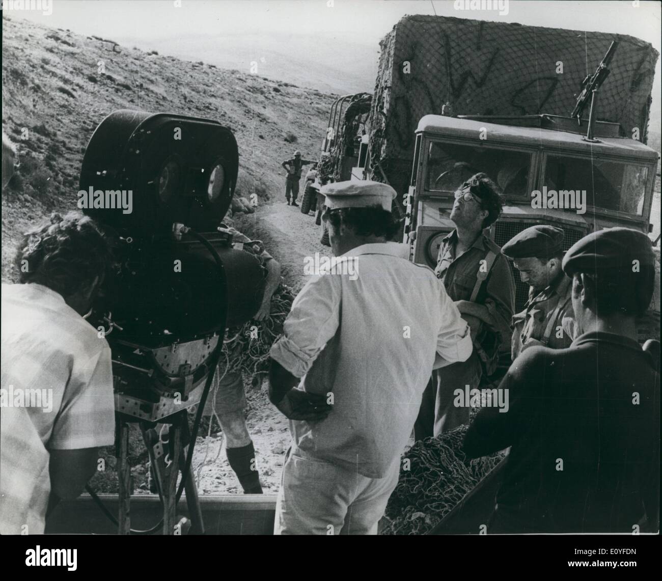 Jan. 1, 1970 - Ambush: John Lennon and his convoy of army trucks are held up - by the film unit's cameras, during shooting of ''How I Won the War'' near Almeria, Spaino. Stock Photo