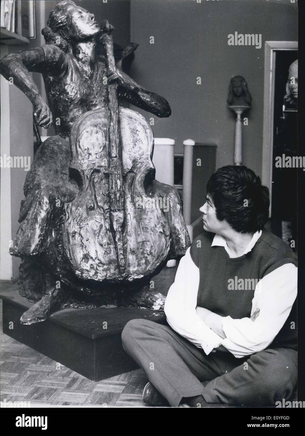 Jan. 1, 1970 - Sold: Miss Henriquez admires a sculpture which she has just just sold to a new town park. Stock Photo