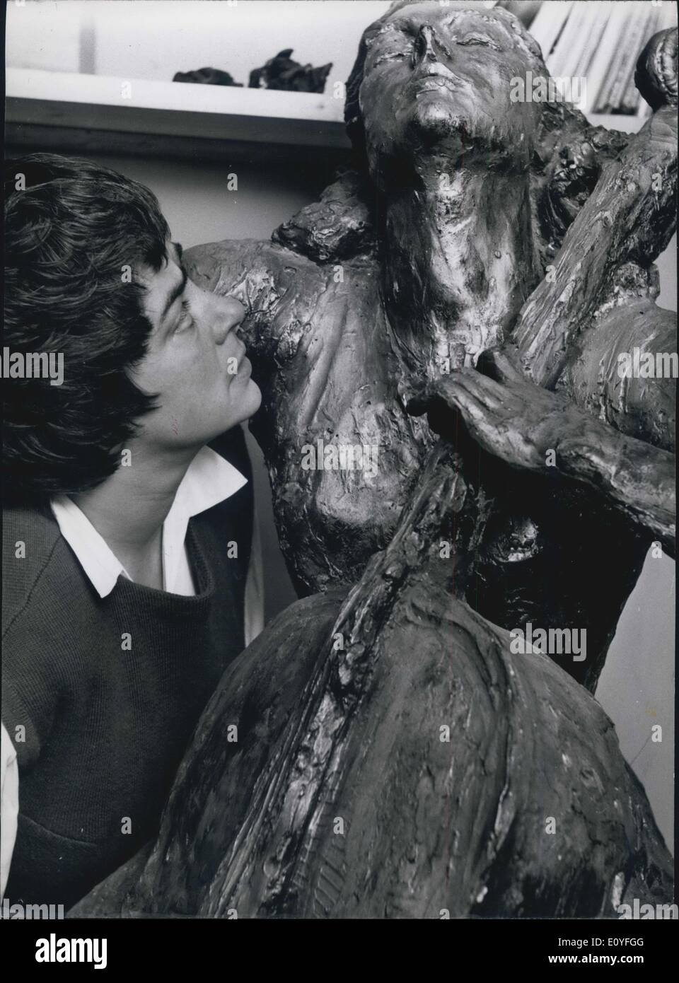 Jan. 1, 1970 - Sold: Miss Henriquez admires a sculpture which she has just sold to a new town park. Stock Photo