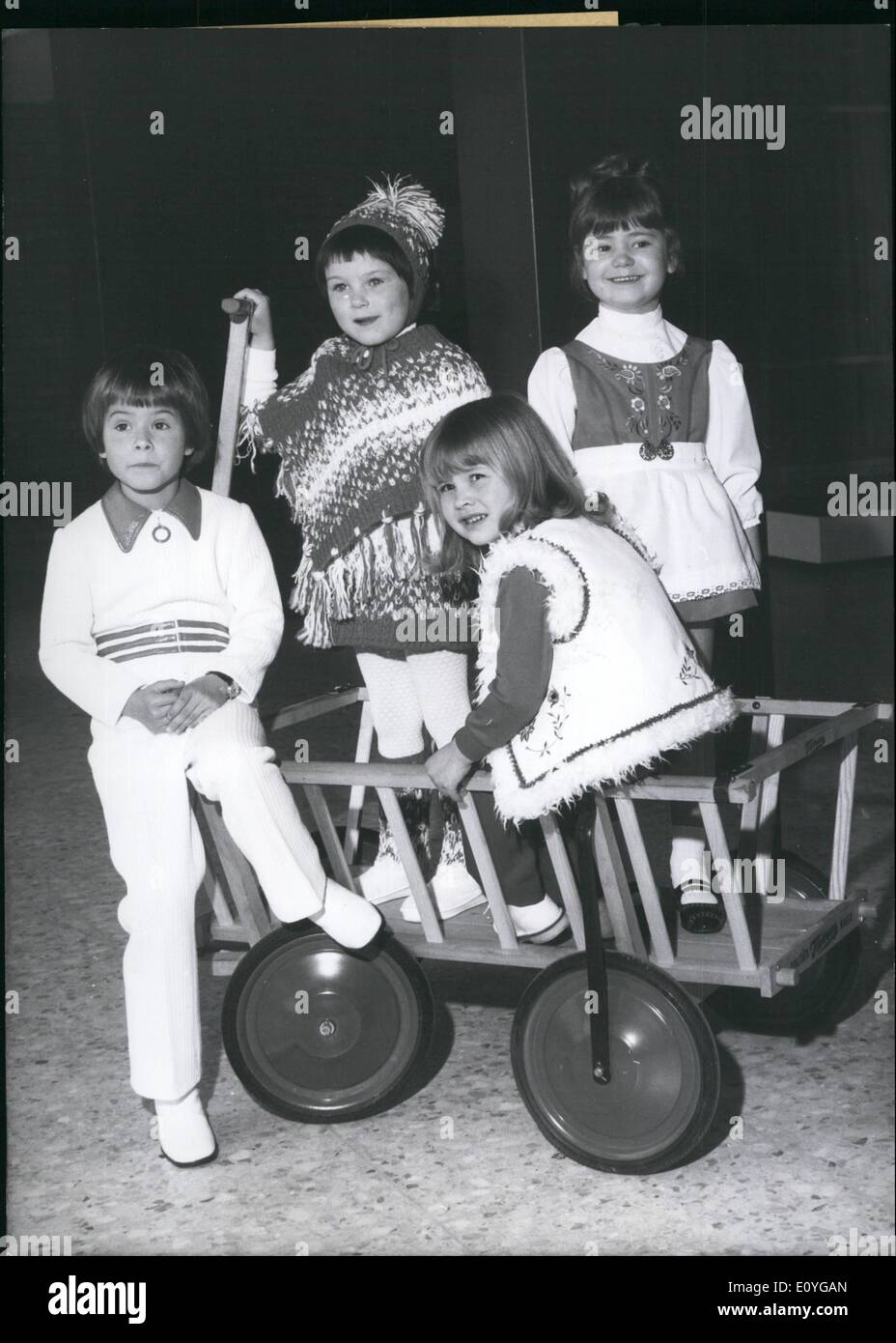 Apr. 04, 1970 - ''Fair for the child''.: is called a show that takes place in Cologne at present. There the latest fashion for the child is shown. As our picture shows, here at least mini length seems to be trump. The International Fair for the child 1970 takes place from April 17th to 19th, 1970 in Cologne. 443 enterprises from 15 countries show there a cross-section through the supply of children's dresses. Stock Photo
