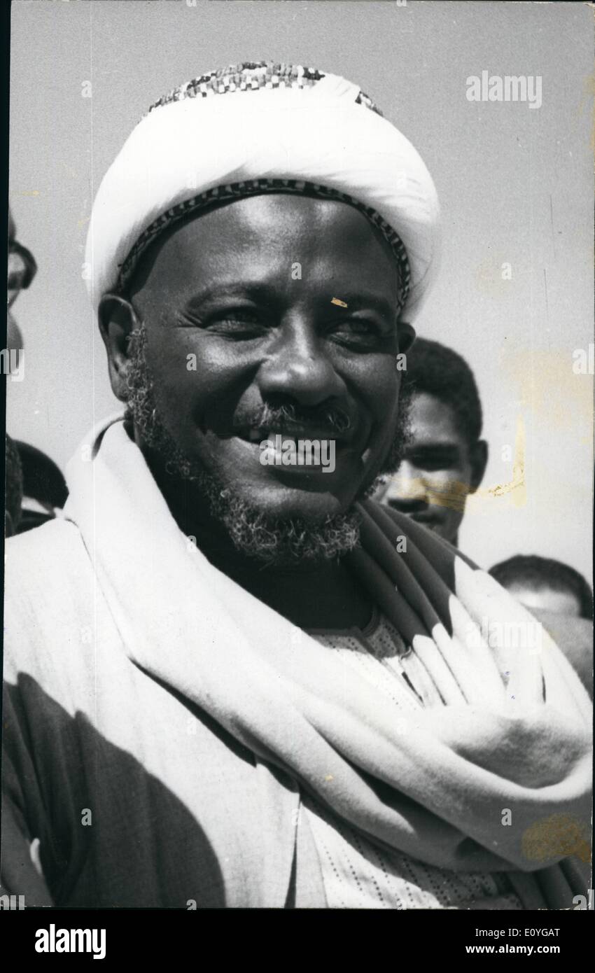 Apr. 04, 1970 - Imam Killed In Attempt To Escape: Imam AL Hadi Al Mahdi was killed on March 31) when trying to escape to Ethiopia after ab attempted revolt against their grime of Major-general Numeiry, Prime Minister and leader of the Revolutionary Council of the Sudan. General Numeiry said that after the Army had liquidated pockets of resistance on Aba Island, the White Nile strong hold of the Imam and his followers, the Imam asked for time to surrender himself, but instead tried to cross the border into Ethipoa Stock Photo