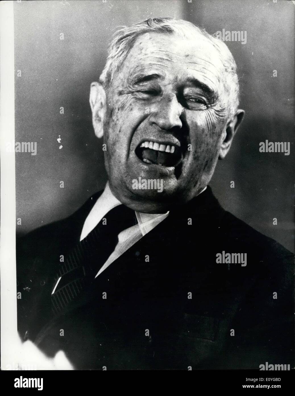 Apr. 04, 1970 - Dr. Nahum Goldmann, former President of the Zionist Congress, seen at a Press Conference in Tel Aviv on April 18th, where he regretted the Israel Government's decision not to grant him the possibility of representing them with his intended talks with President Nasser of Egypt. Stock Photo