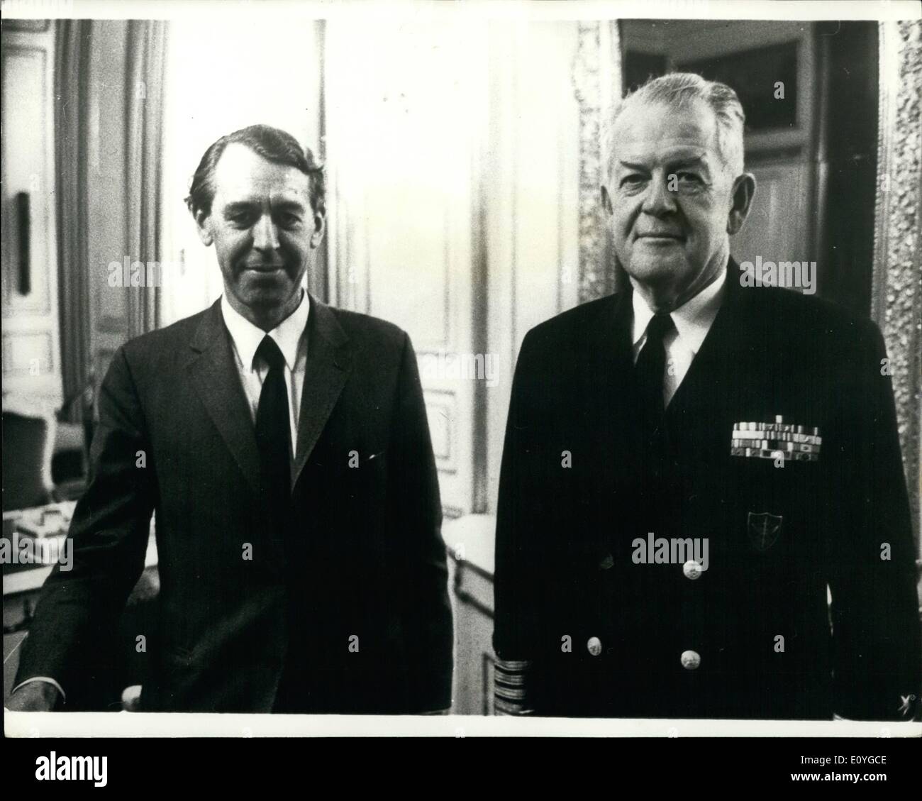 Apr. 04, 1970 - Nato Commanding Officer In Denmark. C.O. of the Nato Atlantic Command, the U.S. Admiral Ephraim P. Holmes, paid Stock Photo