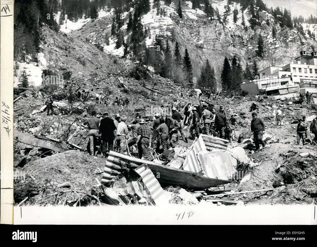 Apr. 18, 1970 - Landslide Devastation on the Plateau d'Assy Stock Photo