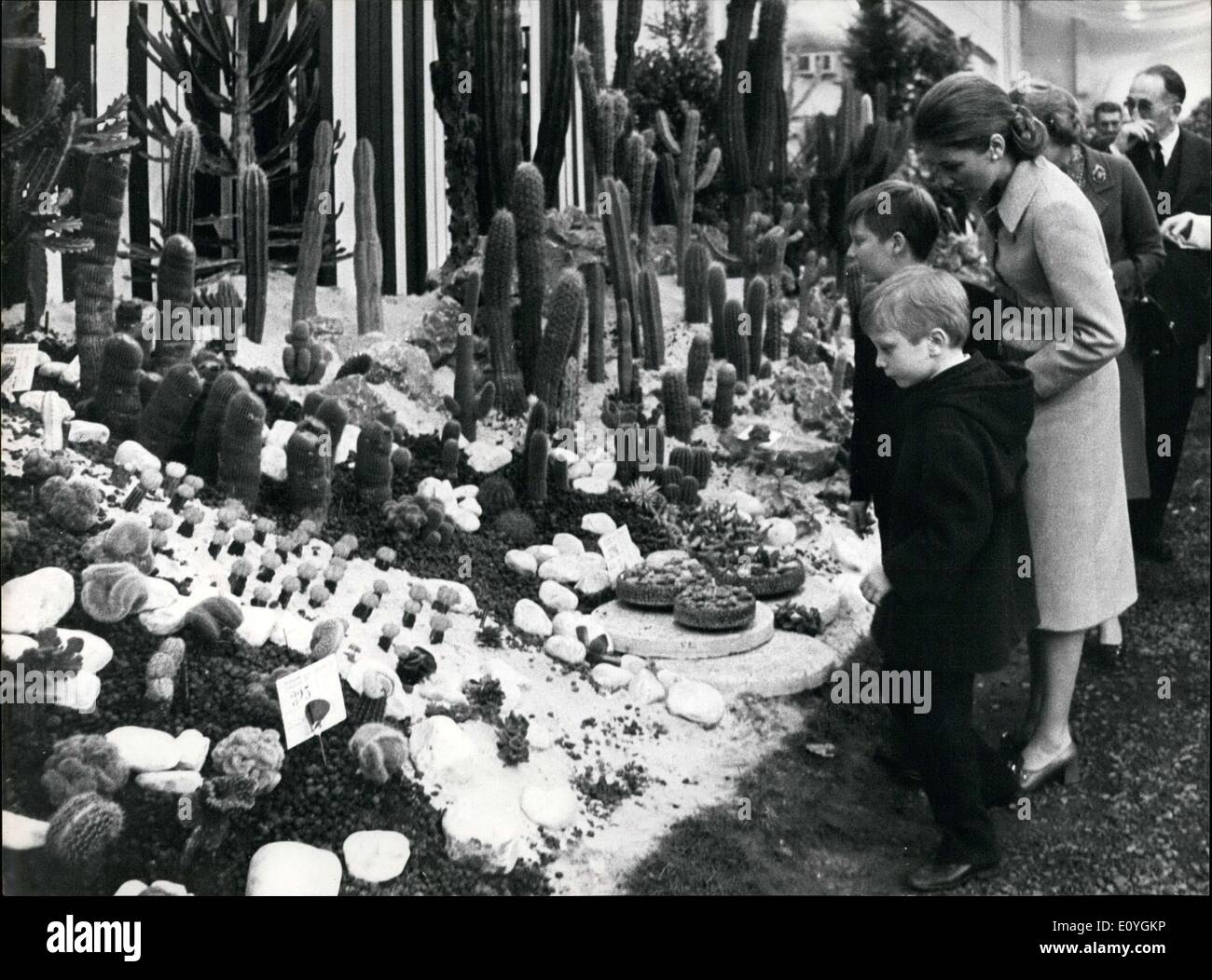 Apr. 29, 1970 - This floral exposition, which was recently inaugurated by King Baudouin and Queen Fabiola, contains flowers from more than 20 countries. It is being held at the Palais des Sports in Ghent. Paola's sons are named Philippe and Laurent. Stock Photo