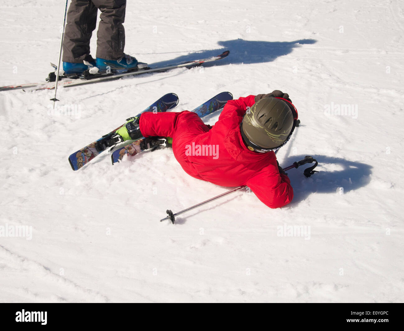 Child learning to ski Stock Photo