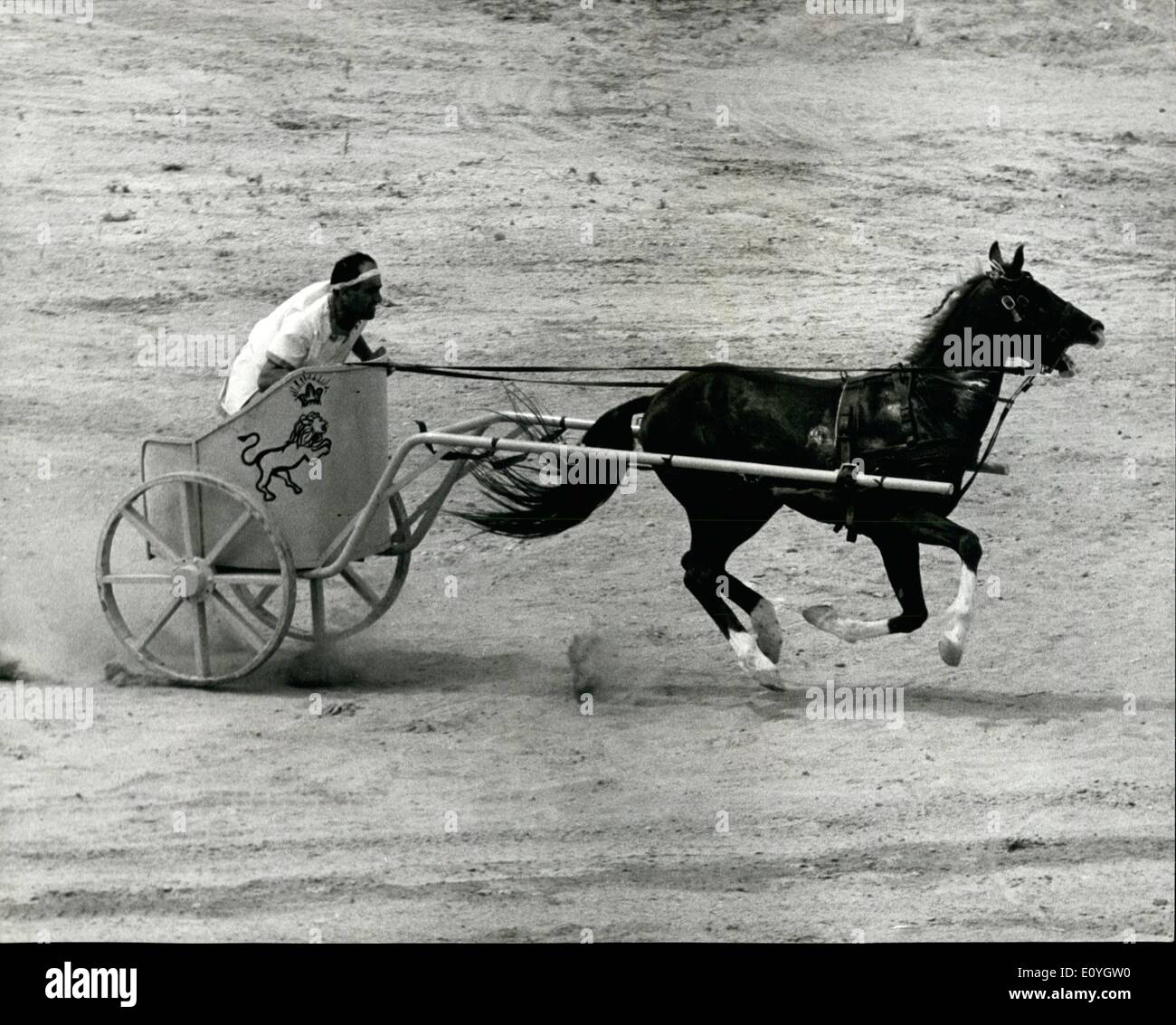 May 05, 1970 - Chariots race again at the Roman Hippodrome at Tyre in the Lebanon; To mark the official opening of the recently Stock Photo