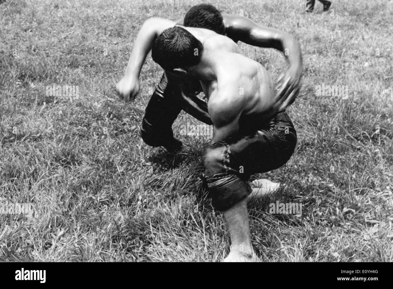 May 12, 1970; Zurich, Switzerland; Men wrestling in Switzerland. Stock Photo