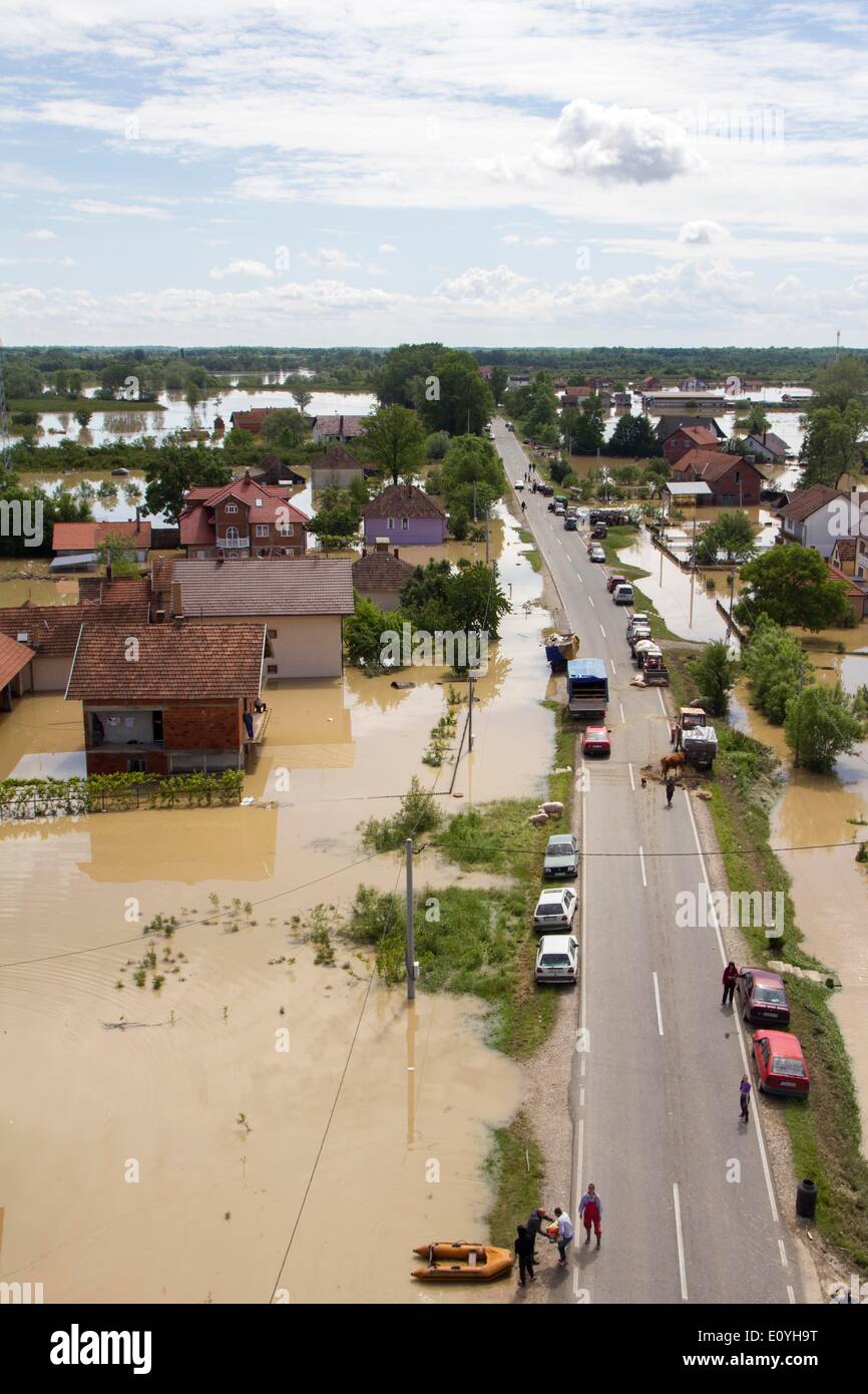 Bosanski Samac. 20th May, 2014. Photo taken on May 18, 2014 by Slovenian  relief workers shows the flooded Bosanski Samac, a town near the bank of  Sava River, in Bosanski Samac, Bosnia-Herzegovina,