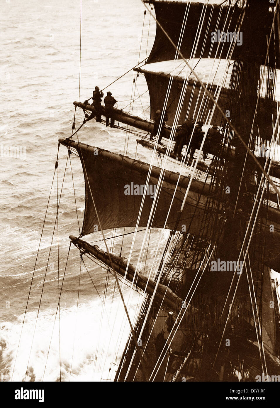 Furling the Sails Victorian period Stock Photo