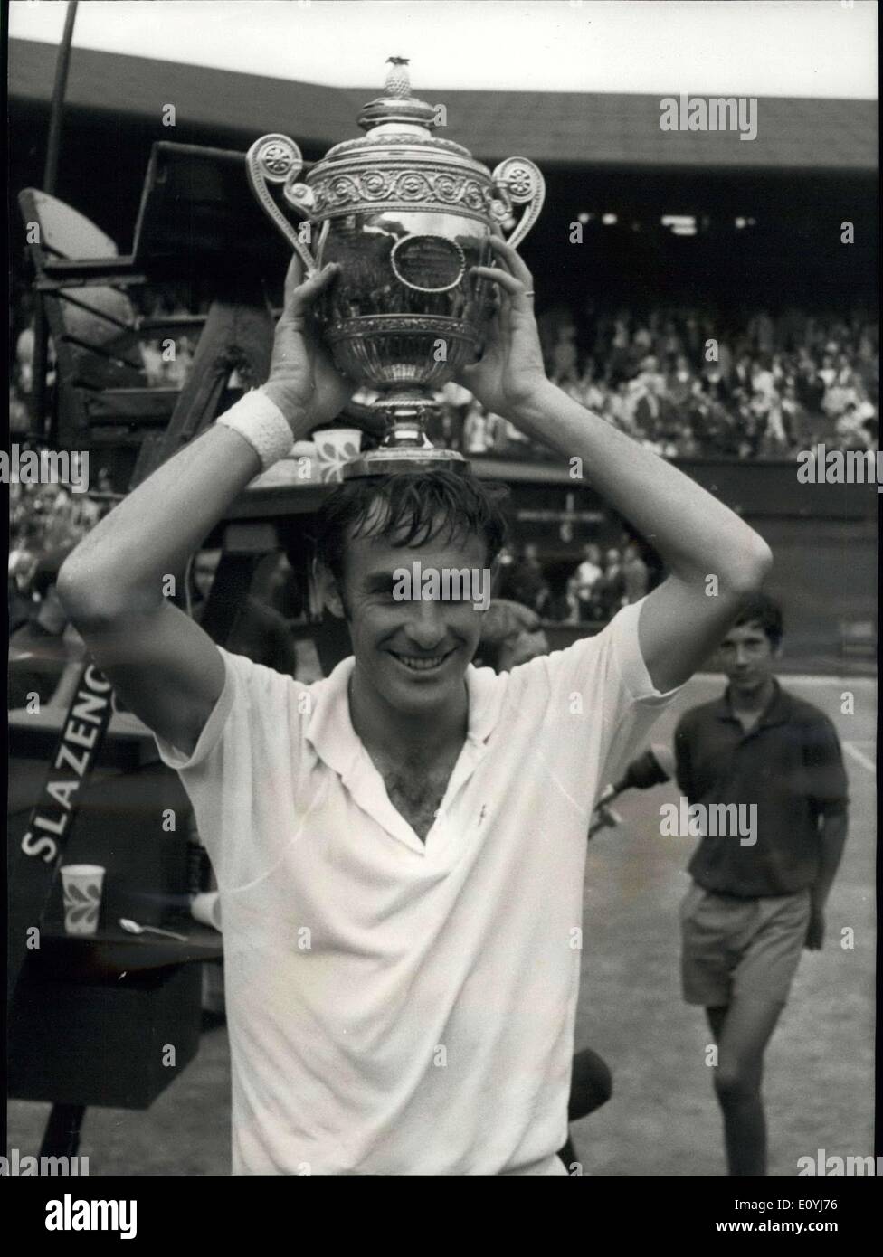Jul. 04, 1970 - John Newcombe becomes the 1970 Men's Singles Champion at  Wimbledon: John Newcombe(Australia) became the Men's Singles champion when  he defeated fellow Australian Ken Rosewall in the final at