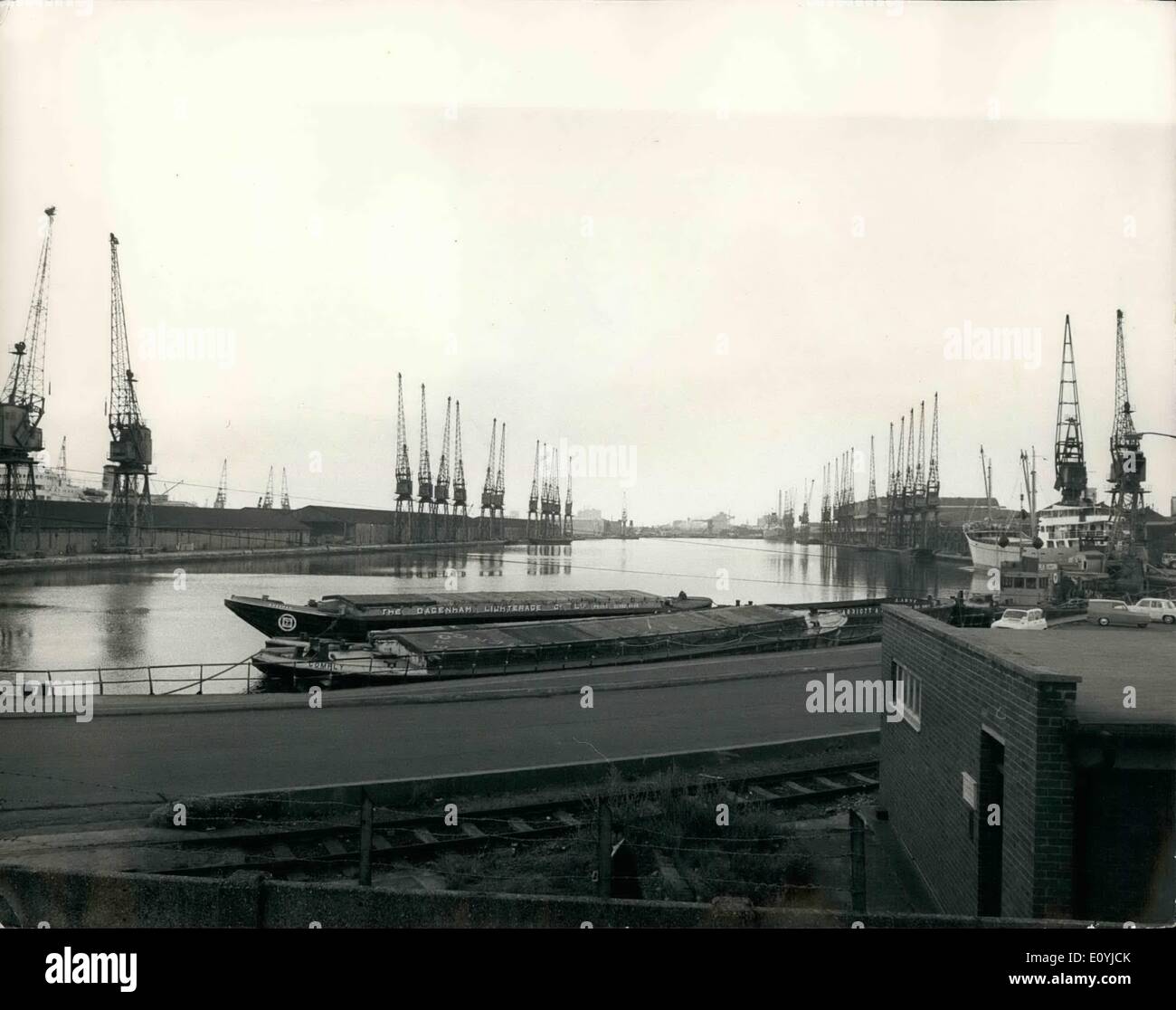 Jul. 07, 1970 - Dock Strike-State Of Emergency Official. Photo Shows: A view of the deserted West India Docks today. Stock Photo