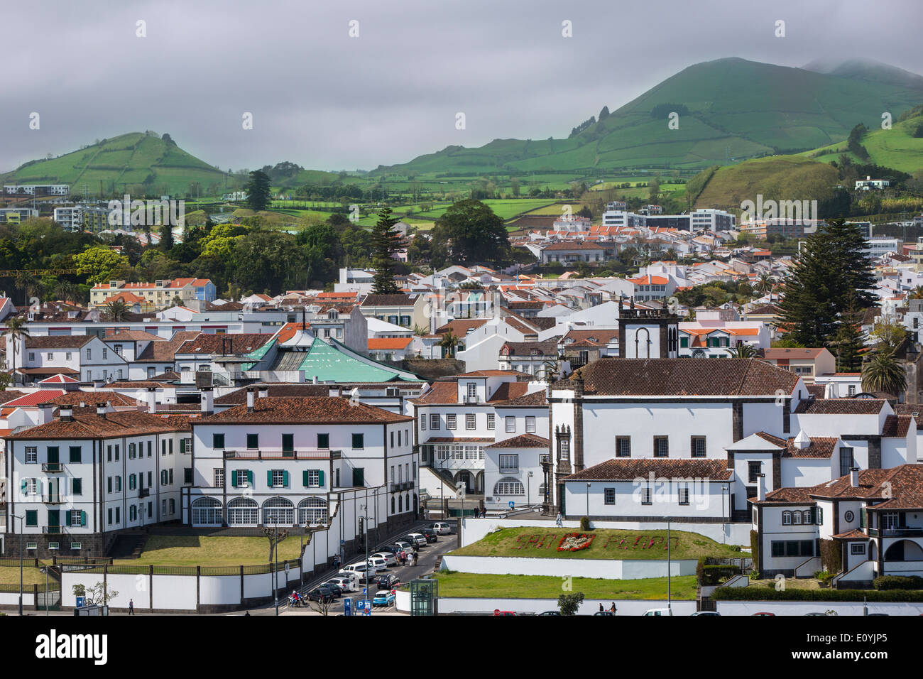 Town of Ponta Delgada on Sao Miguel Island, Azores, Portugal Stock Photo
